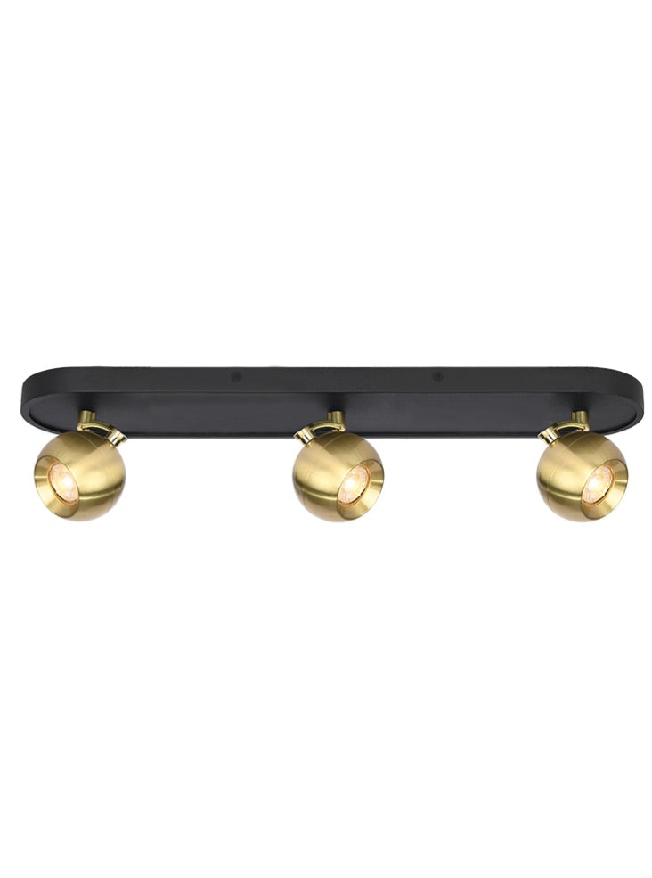 Lens 3/4lt Bar Spotlight - Matt White/Black & Brass