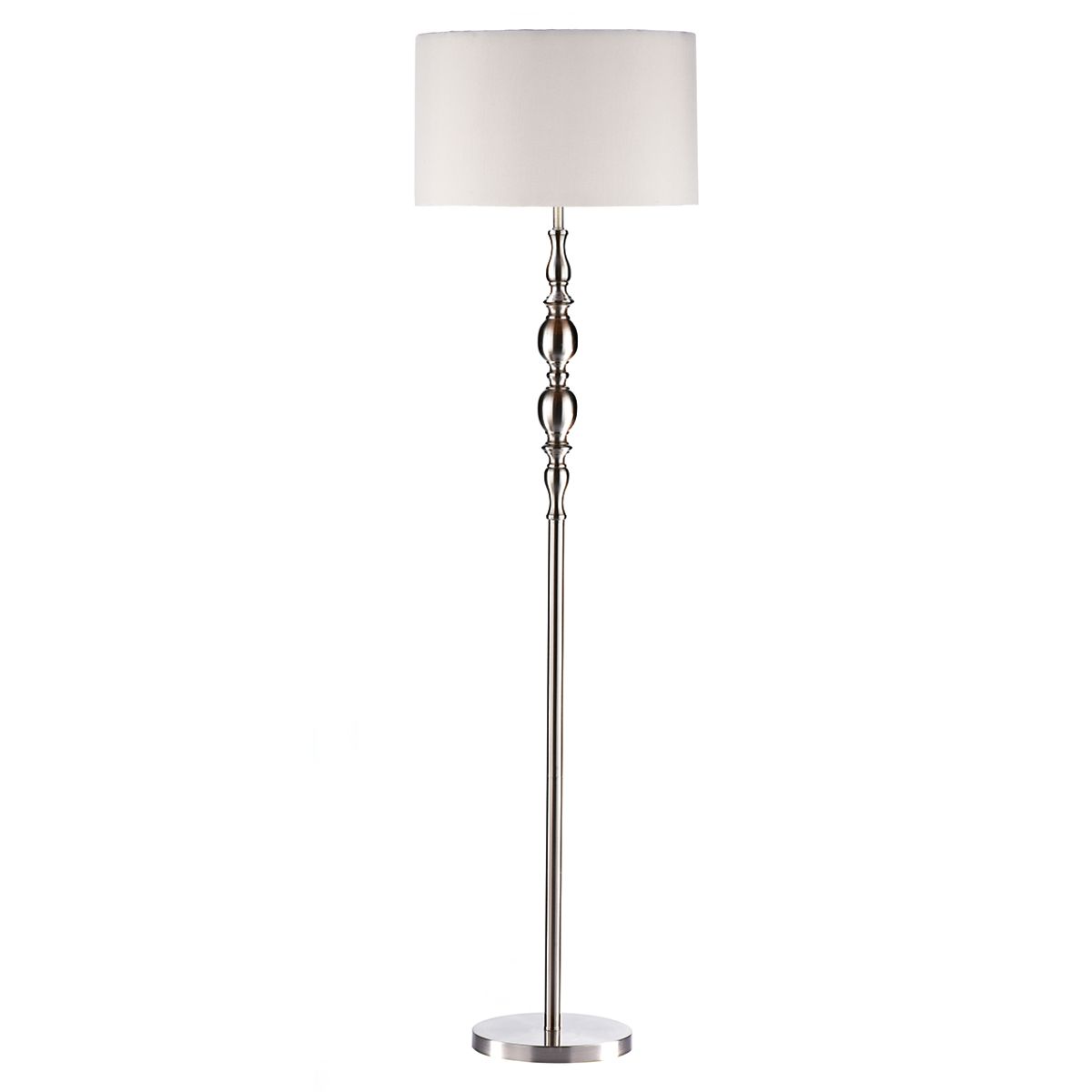 Madrid Floor Lamp Antique Brass/Satin Chrome With Shade E27