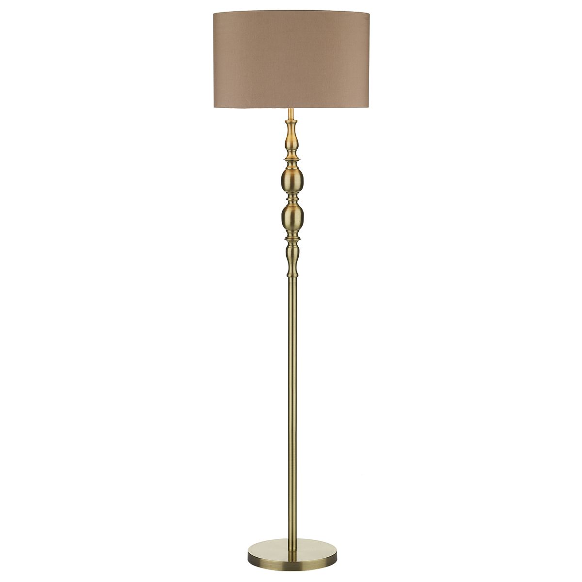 Madrid Floor Lamp Antique Brass/Satin Chrome With Shade E27