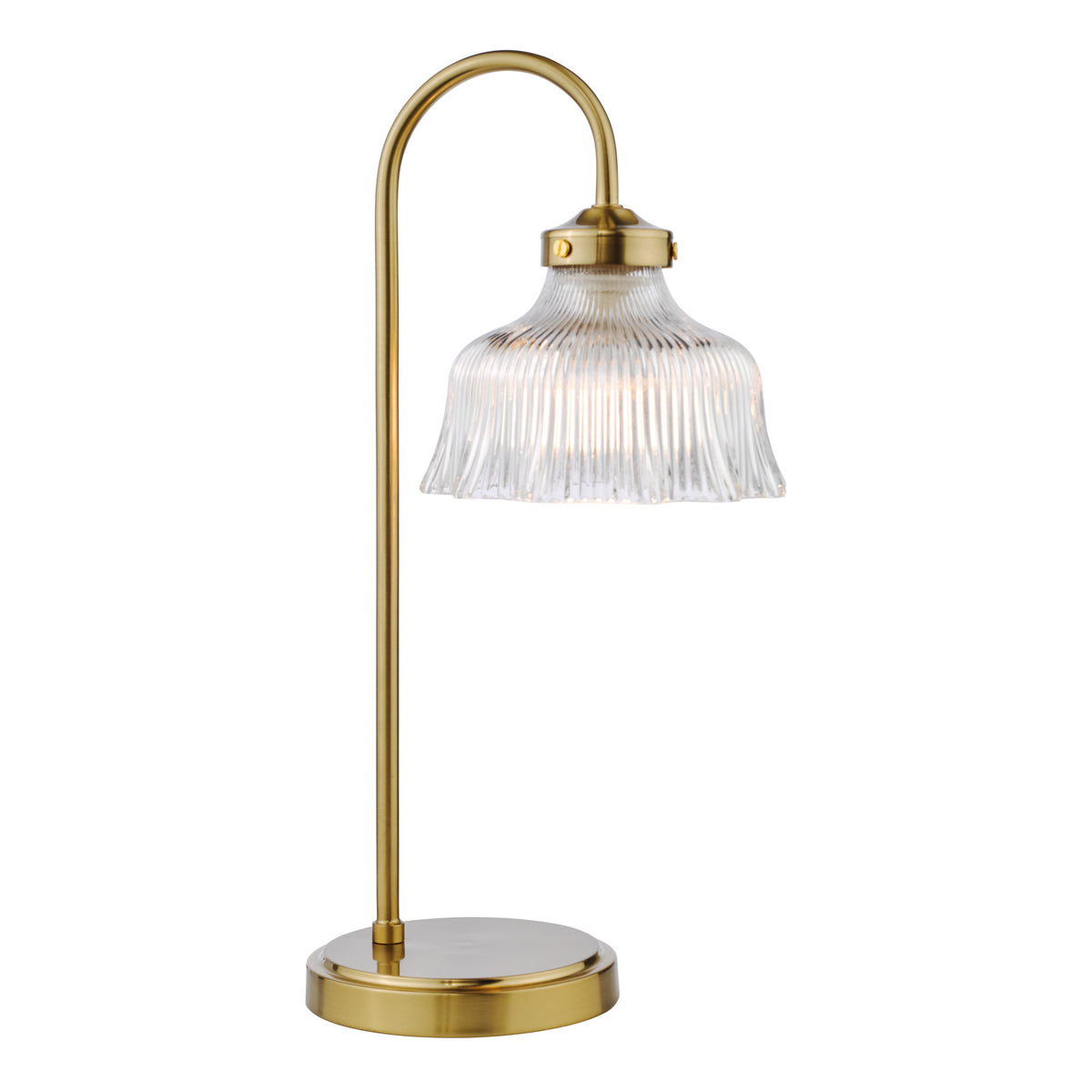 Maude Table Lamp Natural Brass And Ribbed Glass E14