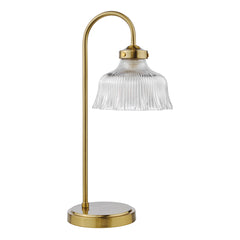 Maude Table Lamp Natural Brass And Ribbed Glass E14