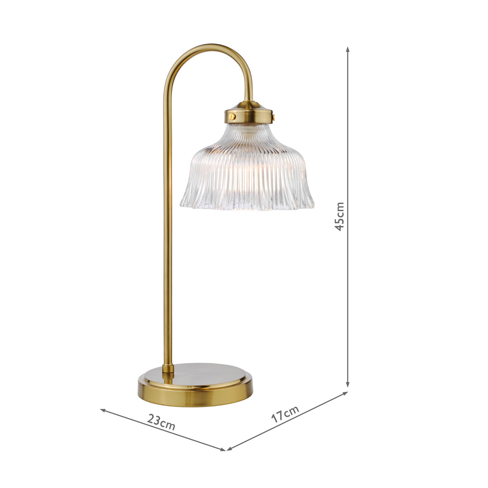 Maude Table Lamp Natural Brass And Ribbed Glass E14