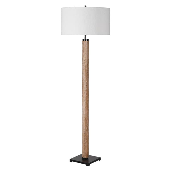 Woodland Marble and Matt Black Floor Lamp with Shade