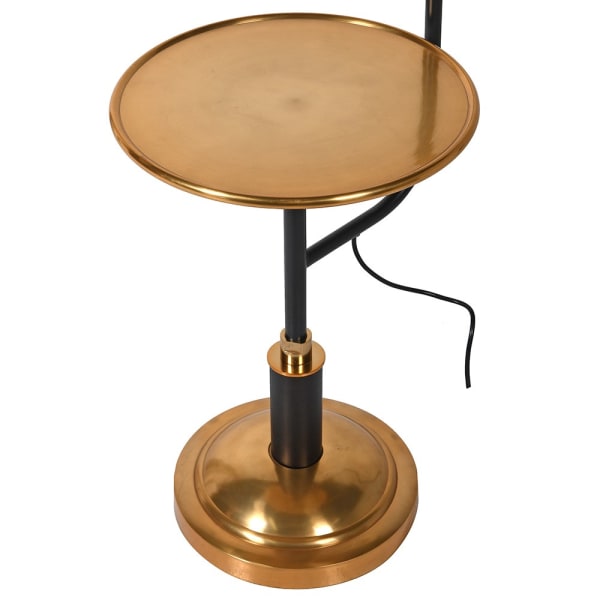 Literary Brass Floor Lamp with Side Table