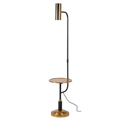 Literary Brass Floor Lamp with Side Table