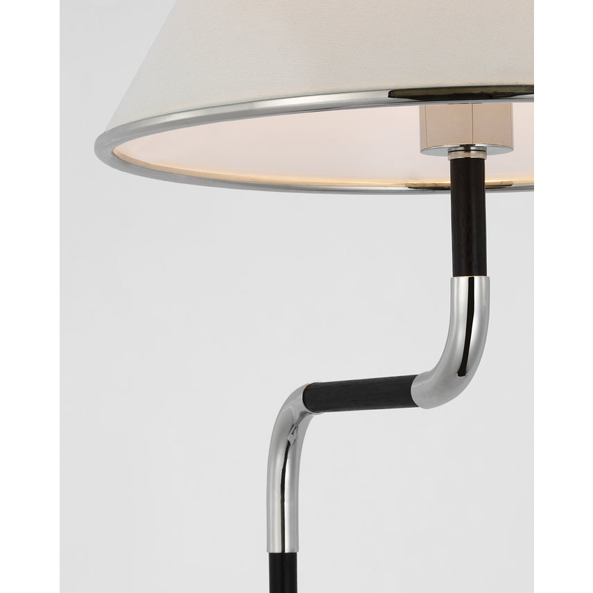 Rigby Bridge Arm Floor Lamp-Soft Brass/ Polished Nickel Finishes