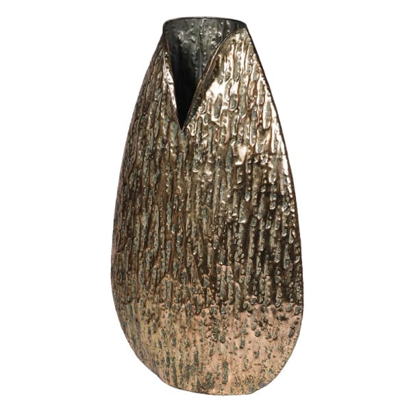 Tall Gold Effect Textured Vase - Christmas Gift