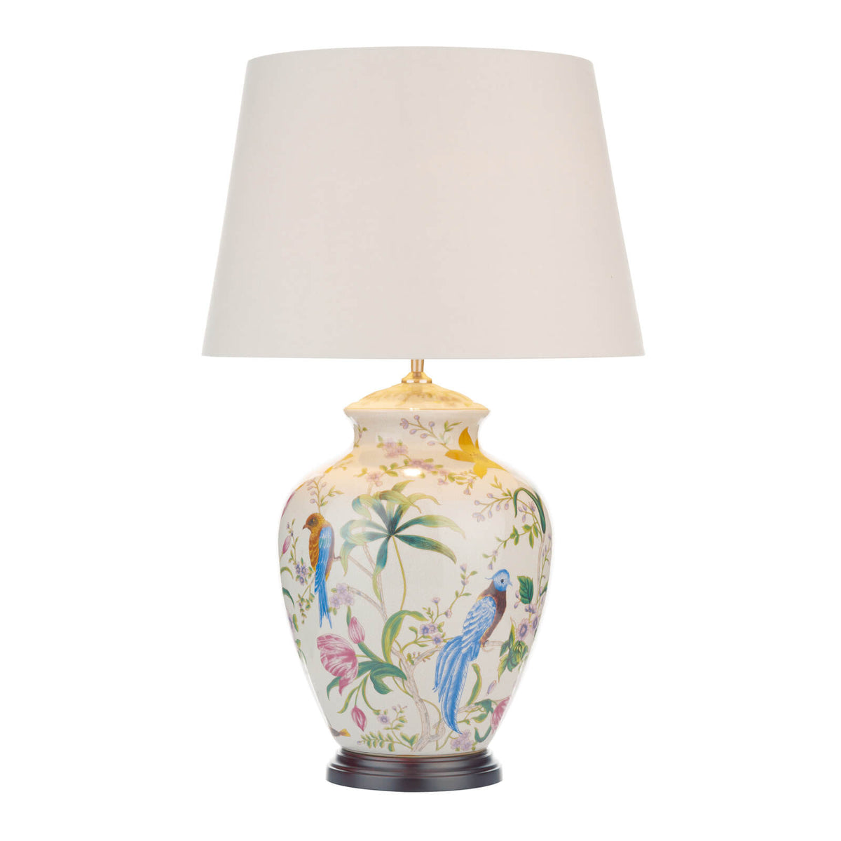 Mimosa Table Lamp Floral/Bird Print With Shade E27