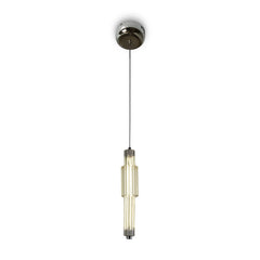 Verticale LED Hanging Ceiling Light - Chrome & Cognac/Chrome Finish