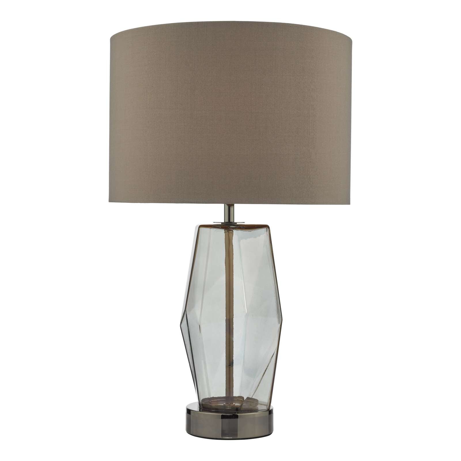 Mubina Touch Table Lamp Black Chrome Smoked Glass With Shade E27