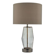 Mubina Touch Table Lamp Black Chrome Smoked Glass With Shade E27
