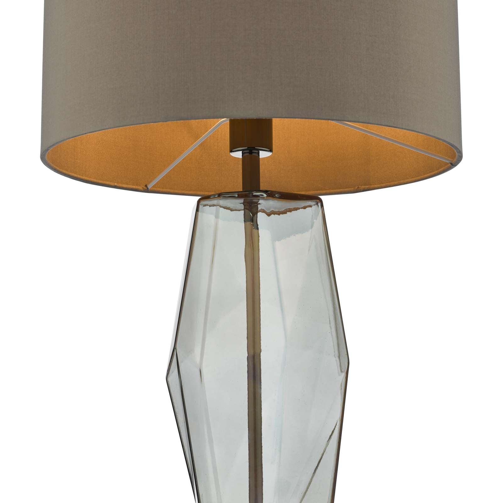 Mubina Touch Table Lamp Black Chrome Smoked Glass With Shade E27