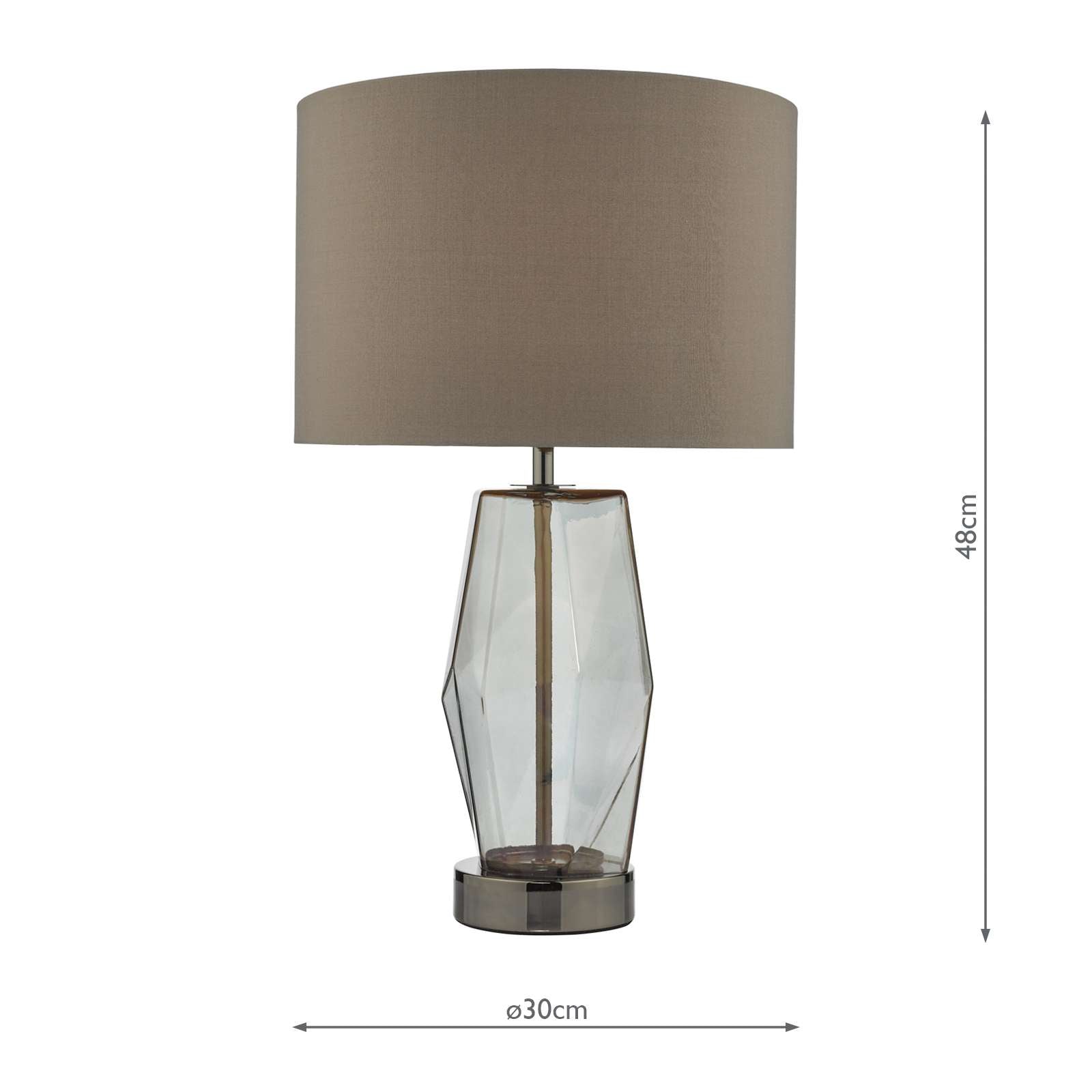 Mubina Touch Table Lamp Black Chrome Smoked Glass With Shade E27