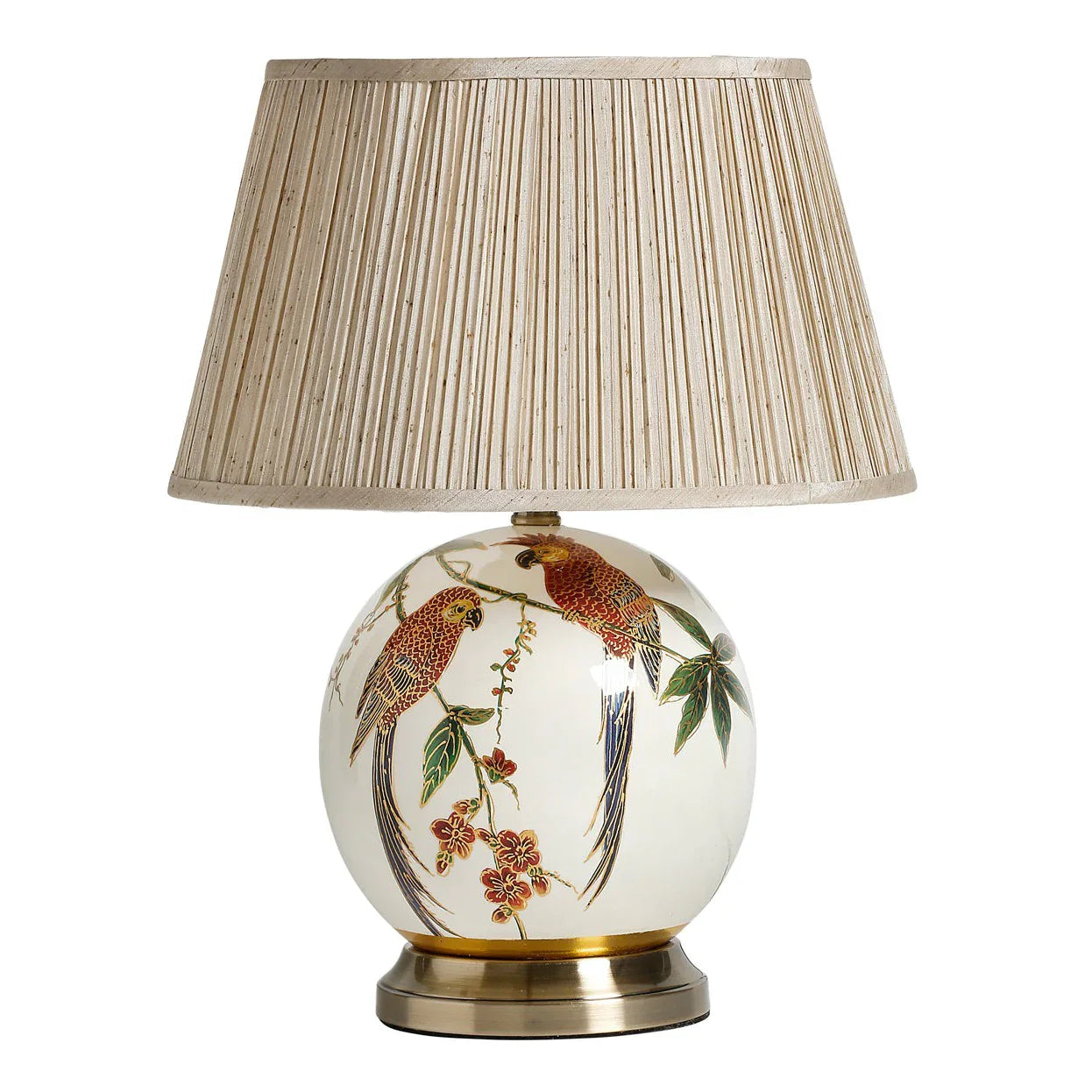 Megan Lamp - Parrot Illustration & Champagne Silk Finish