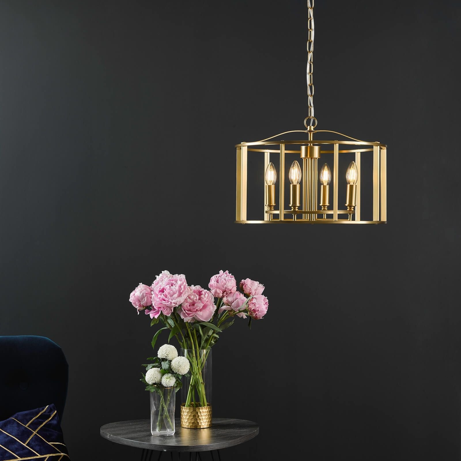 Myka 4/6Lt Centre Ceiling Light - Polished Chrome & Brushed Bronze Finish, IP20