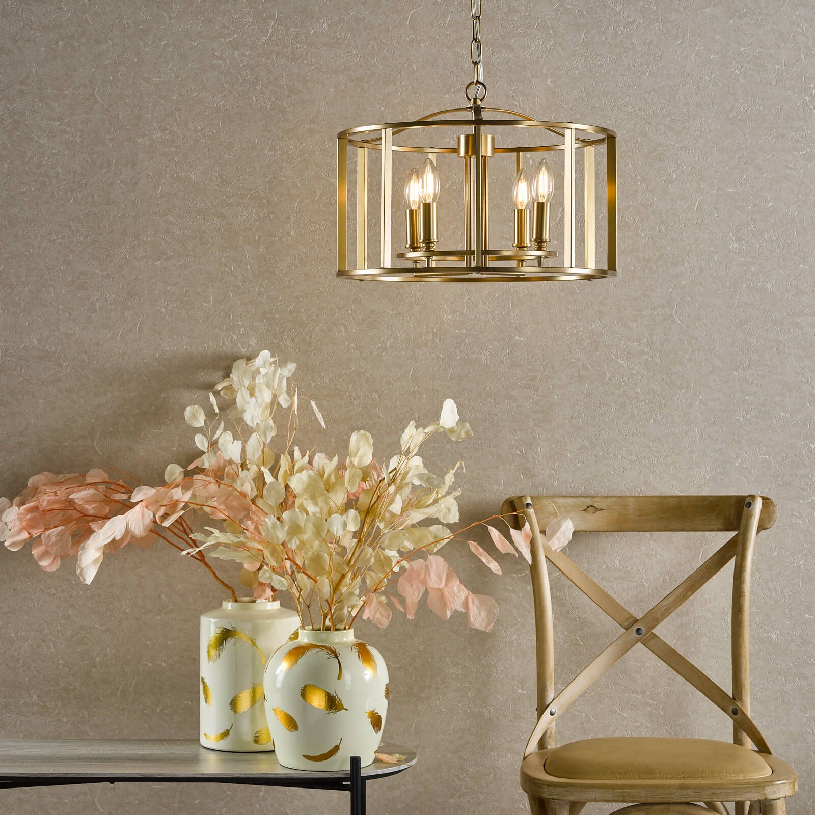Myka 4/6Lt Centre Ceiling Light - Polished Chrome & Brushed Bronze Finish, IP20