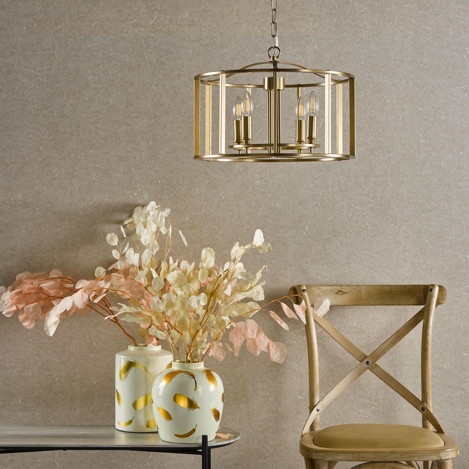Myka 4/6Lt Centre Ceiling Light - Polished Chrome & Brushed Bronze Finish, IP20