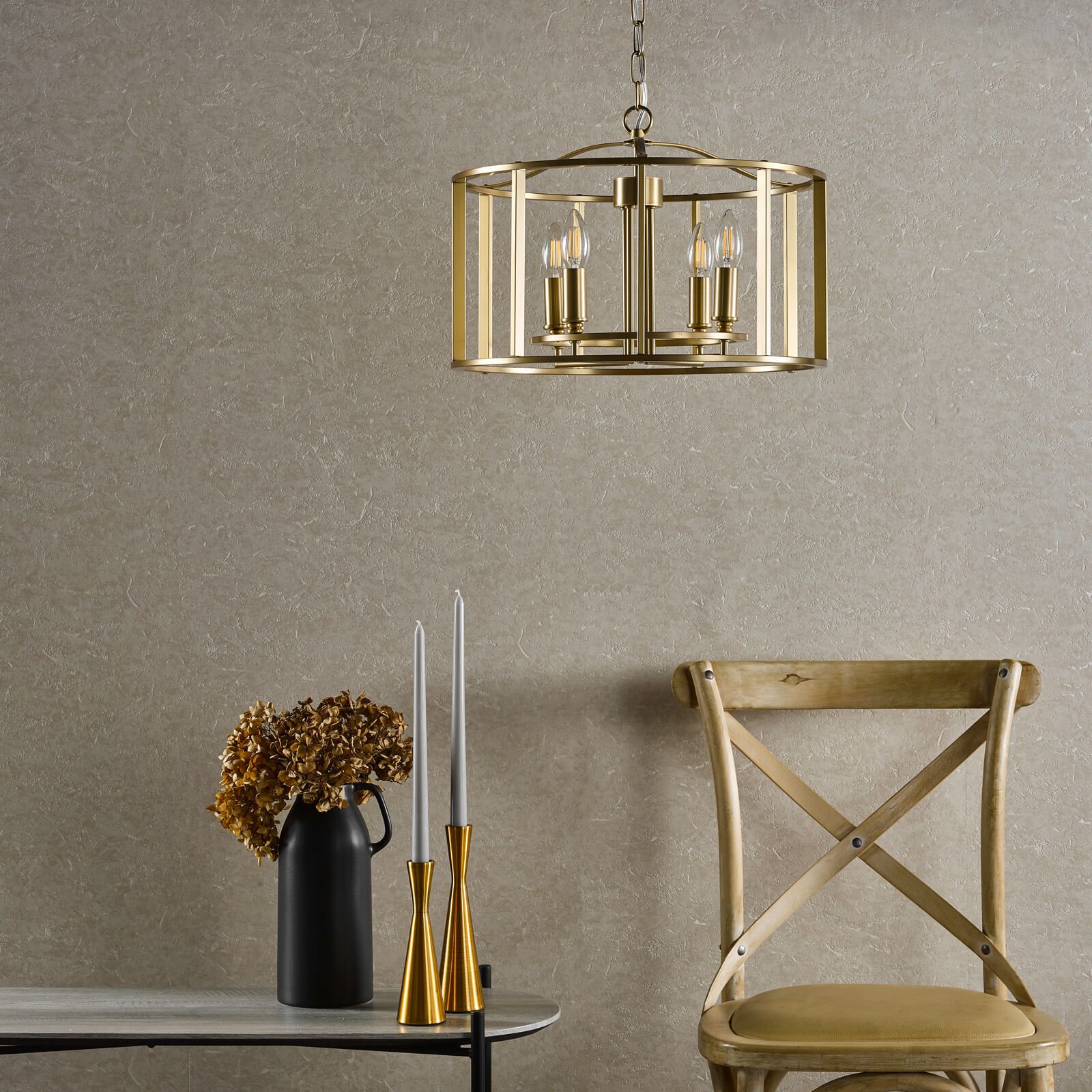 Myka 4/6Lt Centre Ceiling Light - Polished Chrome & Brushed Bronze Finish, IP20