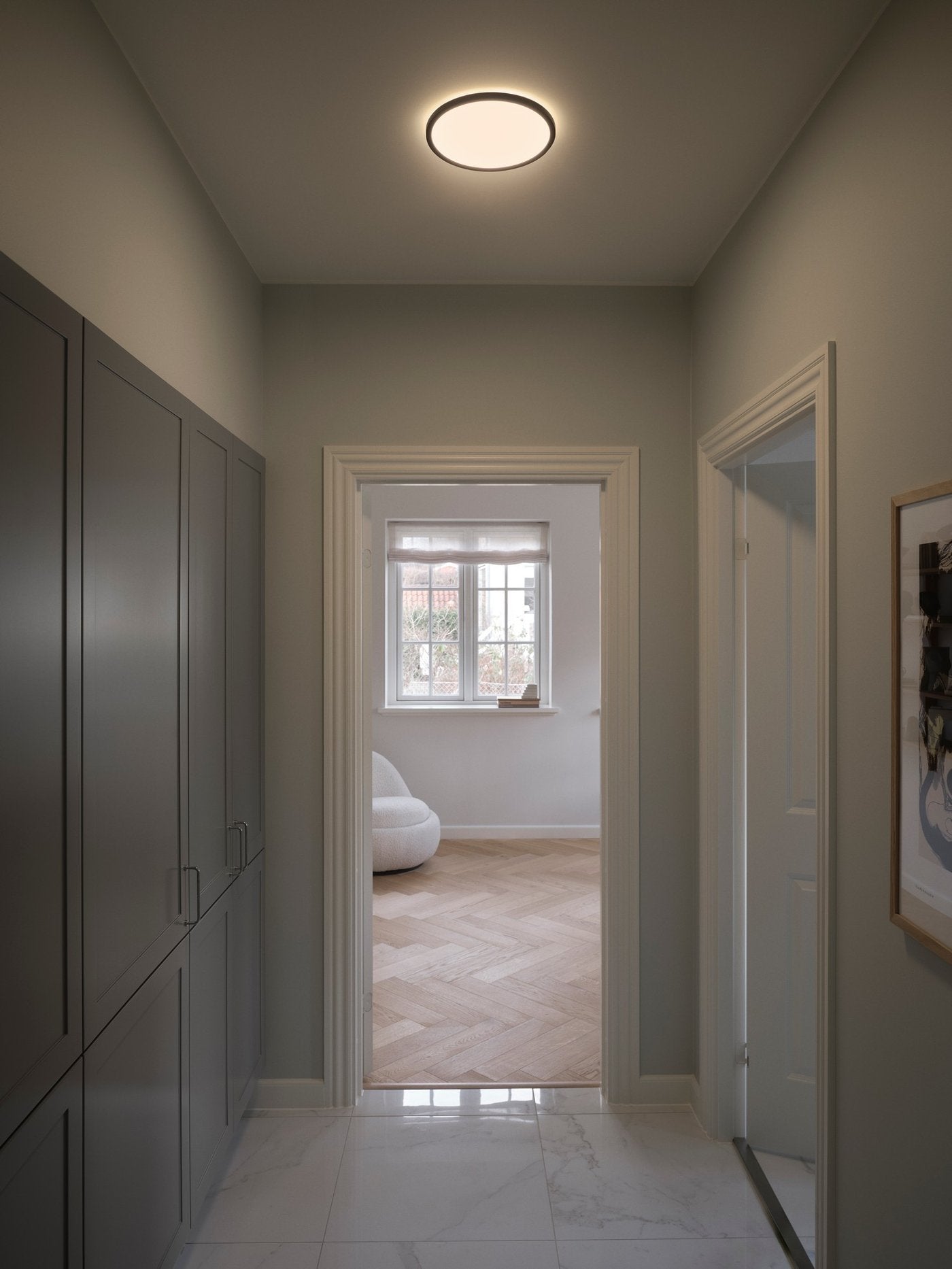 Oja 29'/42' IP54 3000/4000K Ceiling Light- Black/ Chrome Finishes