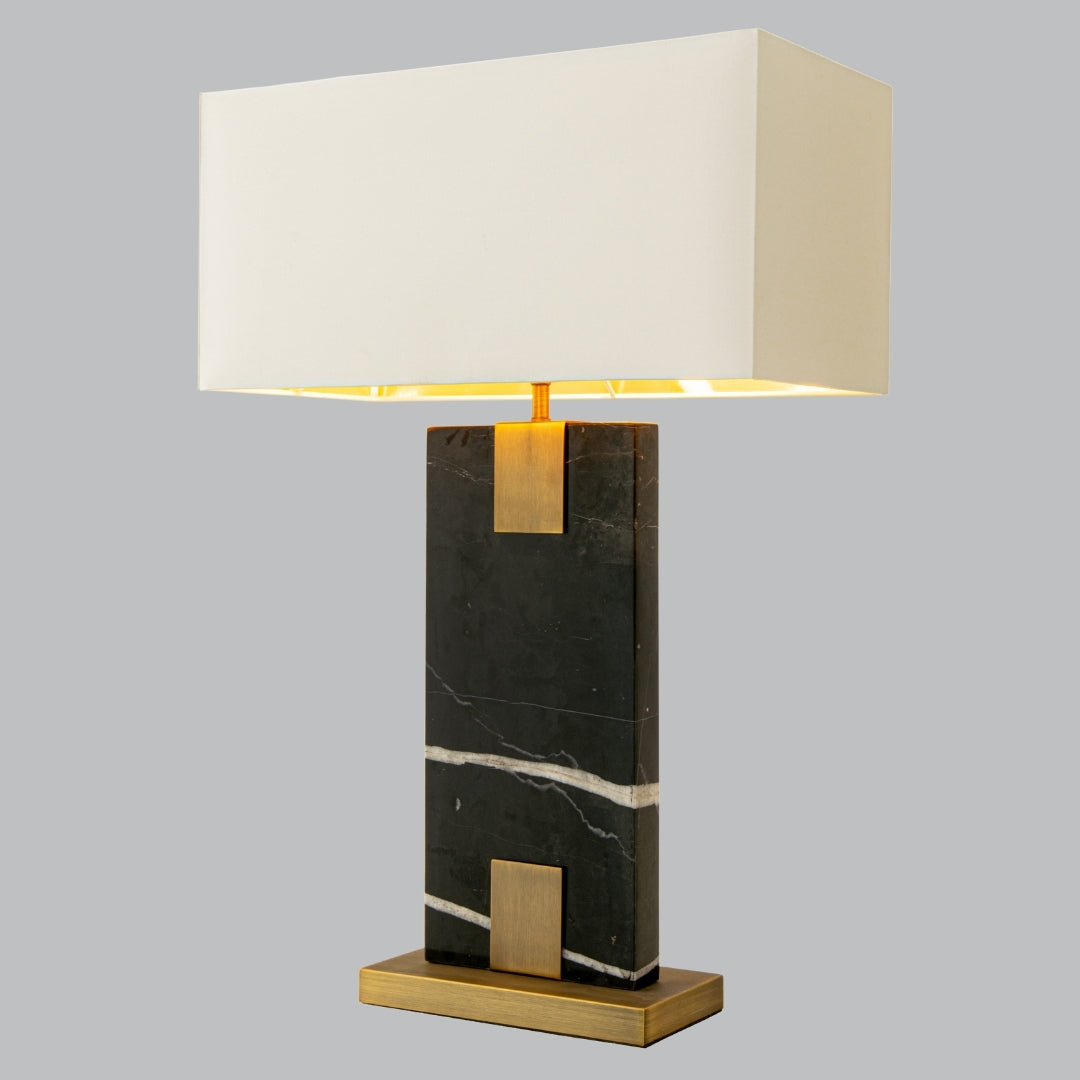 Nahanni Table Lamp - Black/White Marble