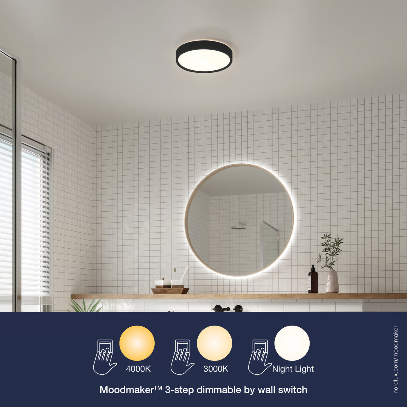 Noxy 3000/4000K 3-Step Ceiling light-  Black/ White