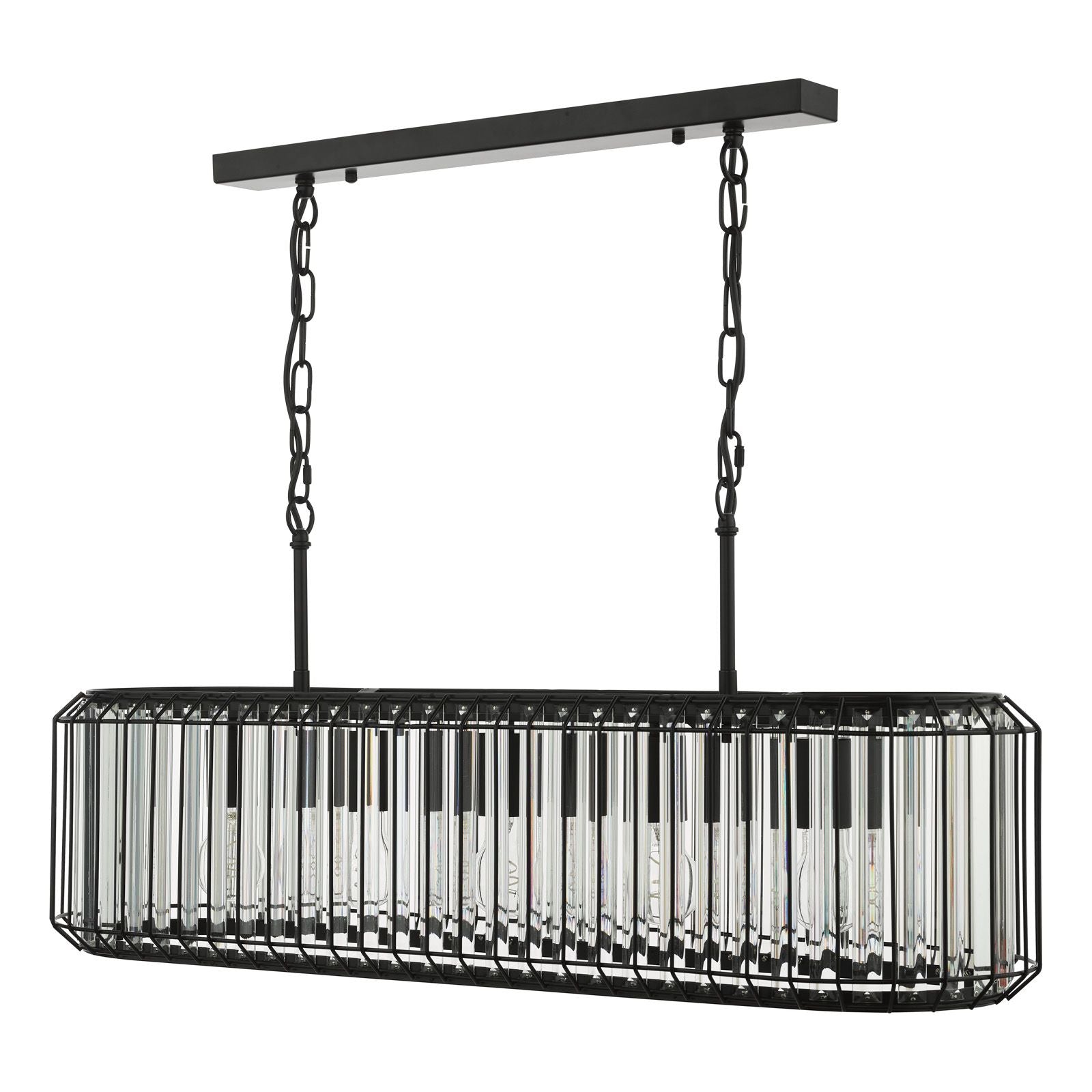 Naeva 5 Light Pendant-  Matt Black and Crystal