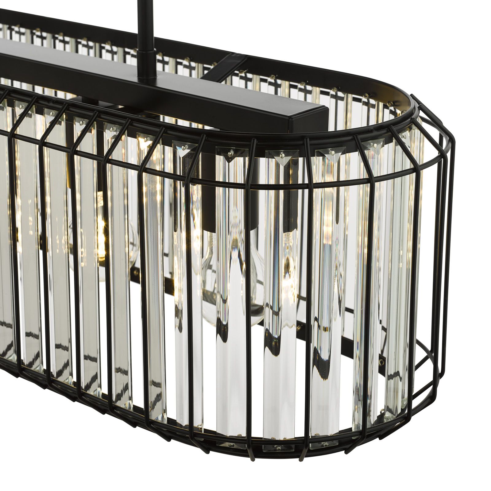 Naeva 5 Light Pendant-  Matt Black and Crystal