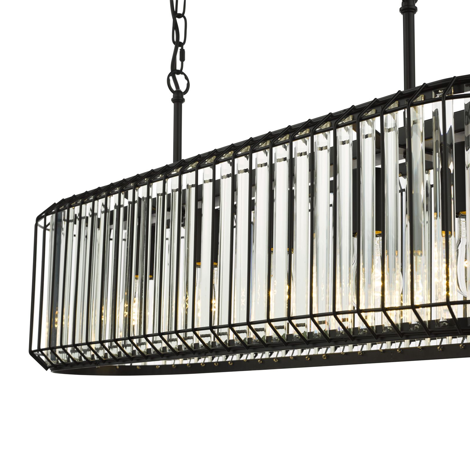 Naeva 5 Light Pendant-  Matt Black and Crystal
