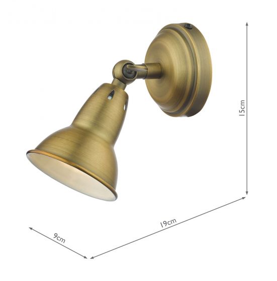 Nathaniel Single Wall Spotlight - Aged Brass