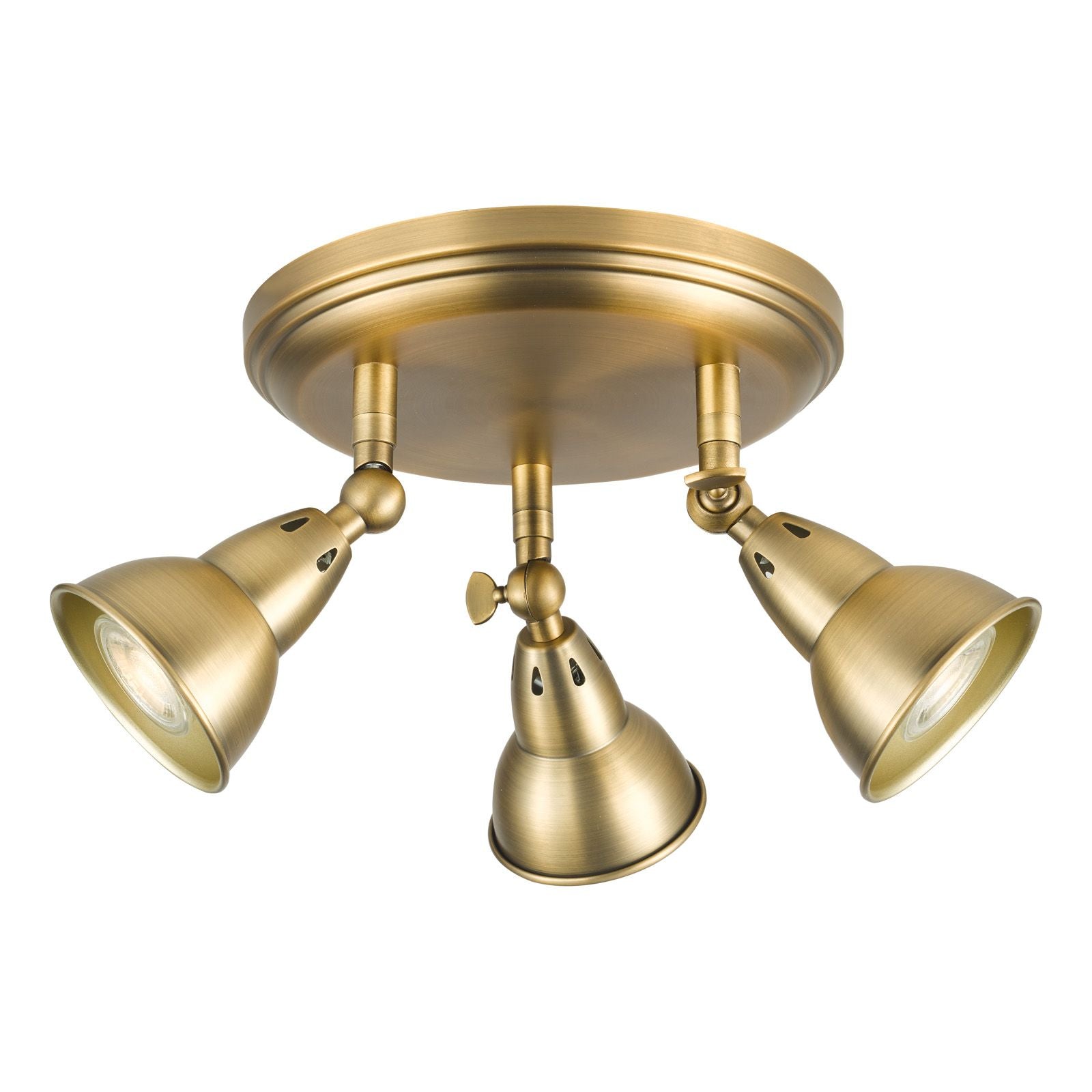 Nathaniel 3 Light Plate Spotlight- Aged Brass