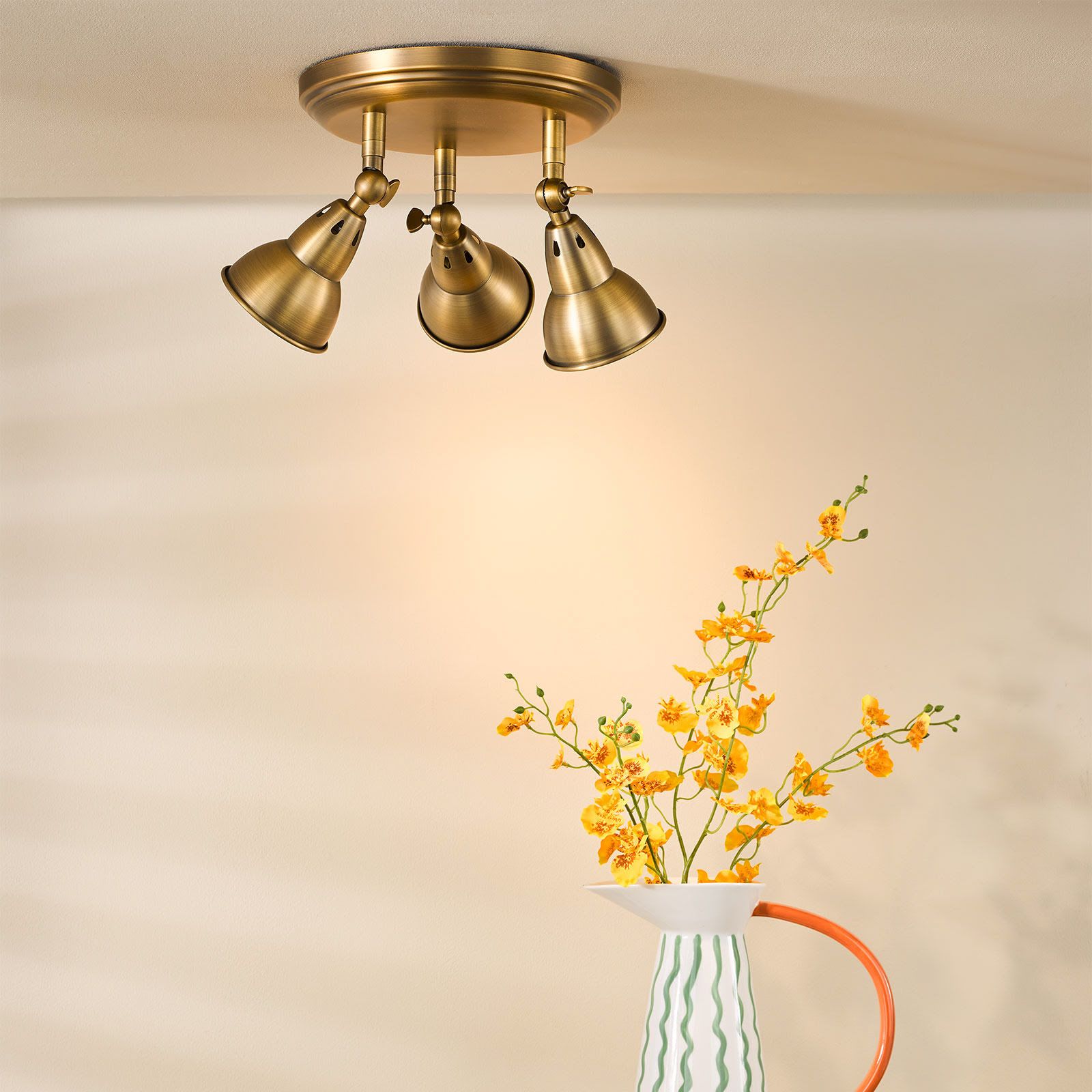 Nathaniel 3 Light Plate Spotlight- Aged Brass