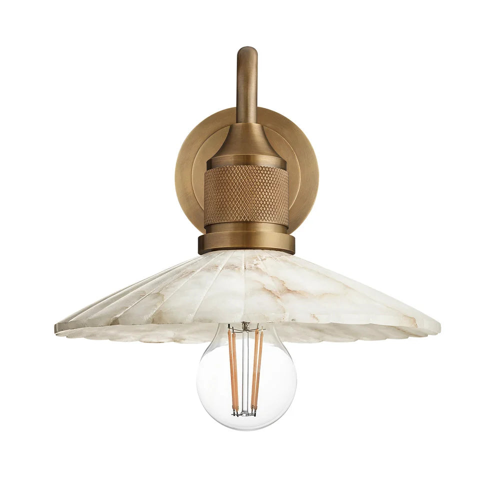 Noho Alabaster Fluted Slope Swan Neck Wall Light - 9 Inch