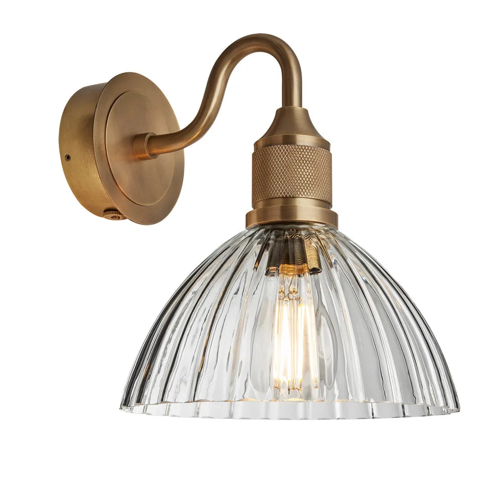 Noho Glass Ribbed Swan Neck Wall Light- Various Finishes