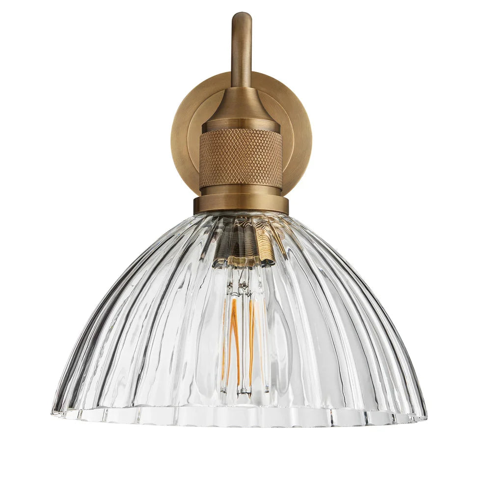 Noho Glass Ribbed Swan Neck Wall Light- Various Finishes