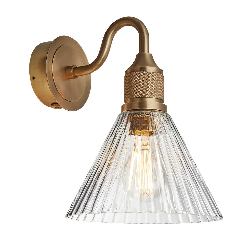 Noho Glass Ribbed Swan Neck Wall Light- Various Finishes