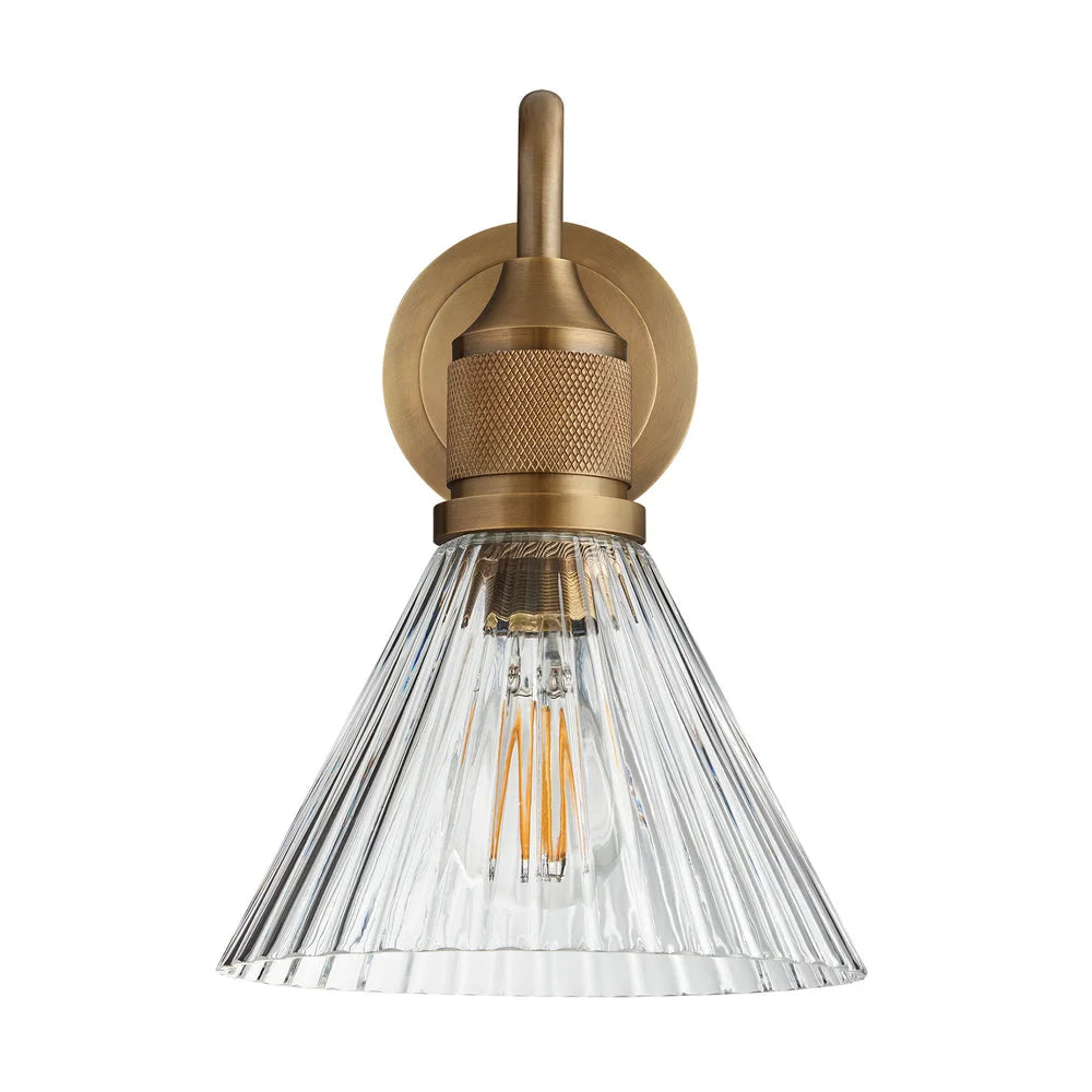 Noho Glass Ribbed Swan Neck Wall Light- Various Finishes