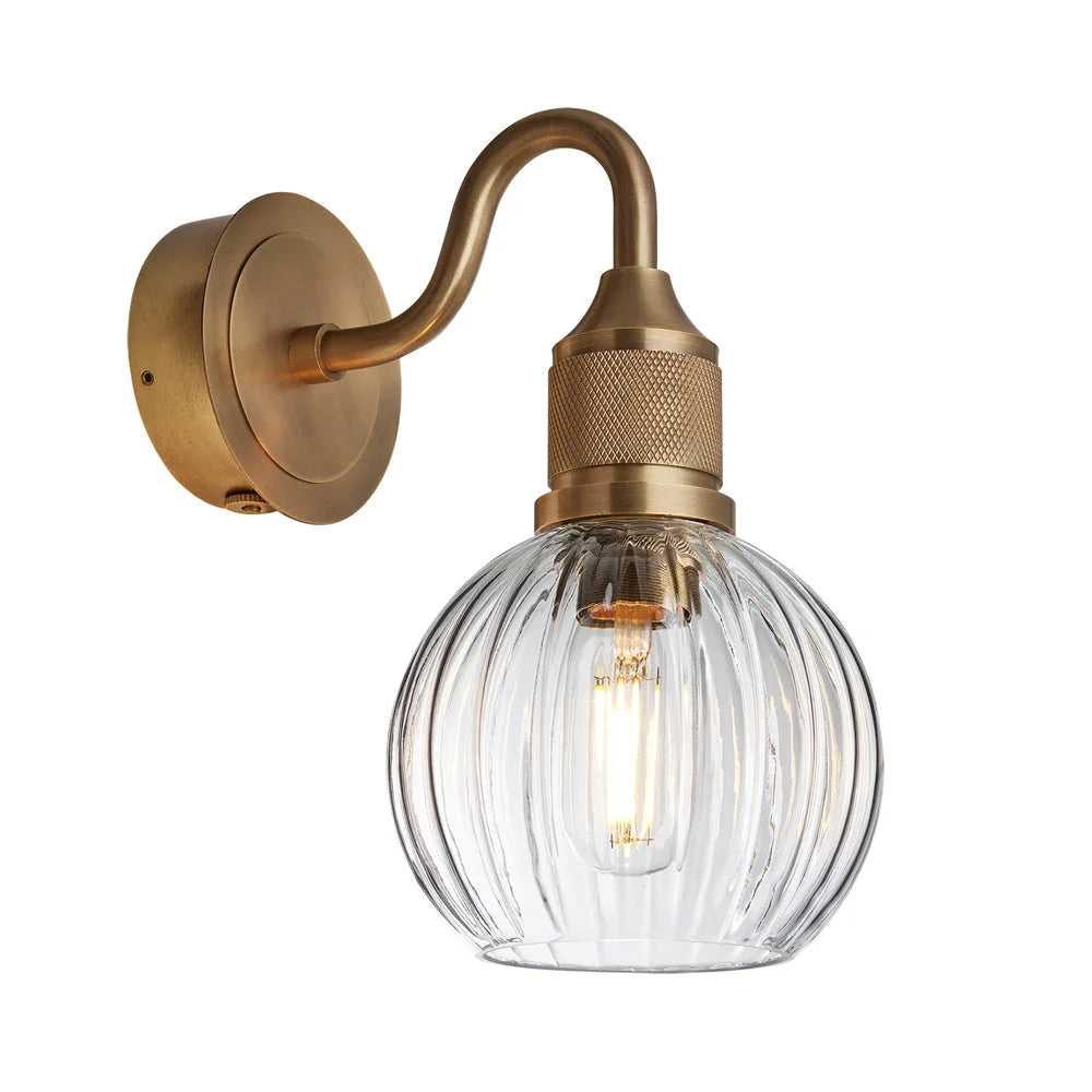 Noho Glass Ribbed Swan Neck Wall Light- Various Finishes