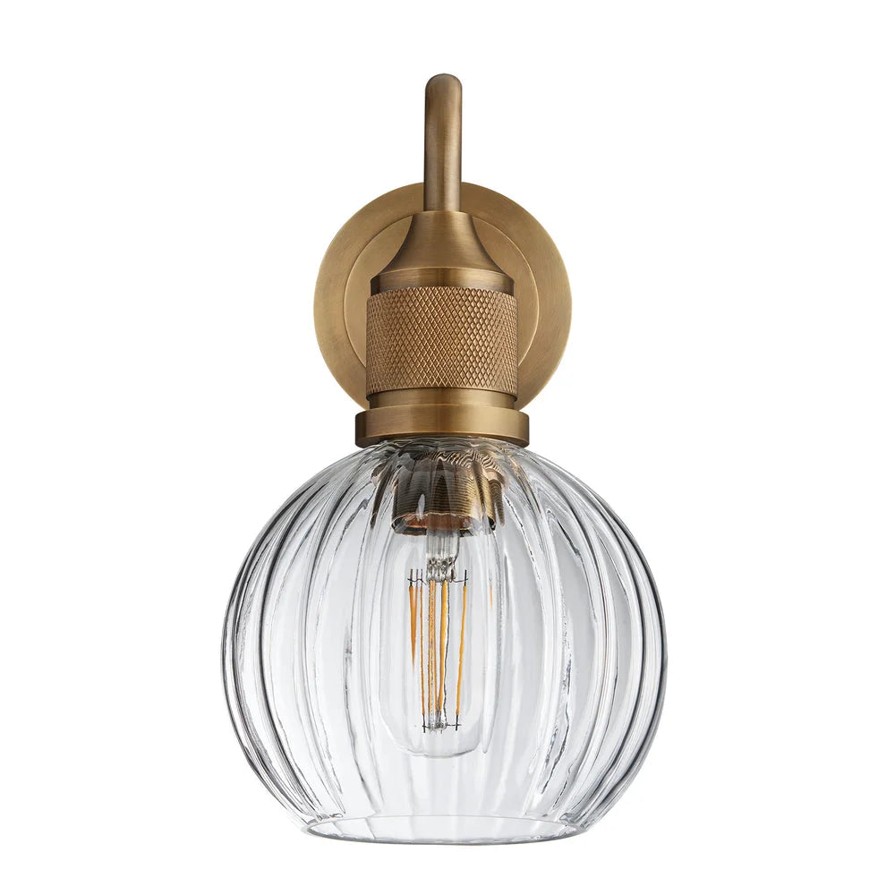 Noho Glass Ribbed Swan Neck Wall Light- Various Finishes