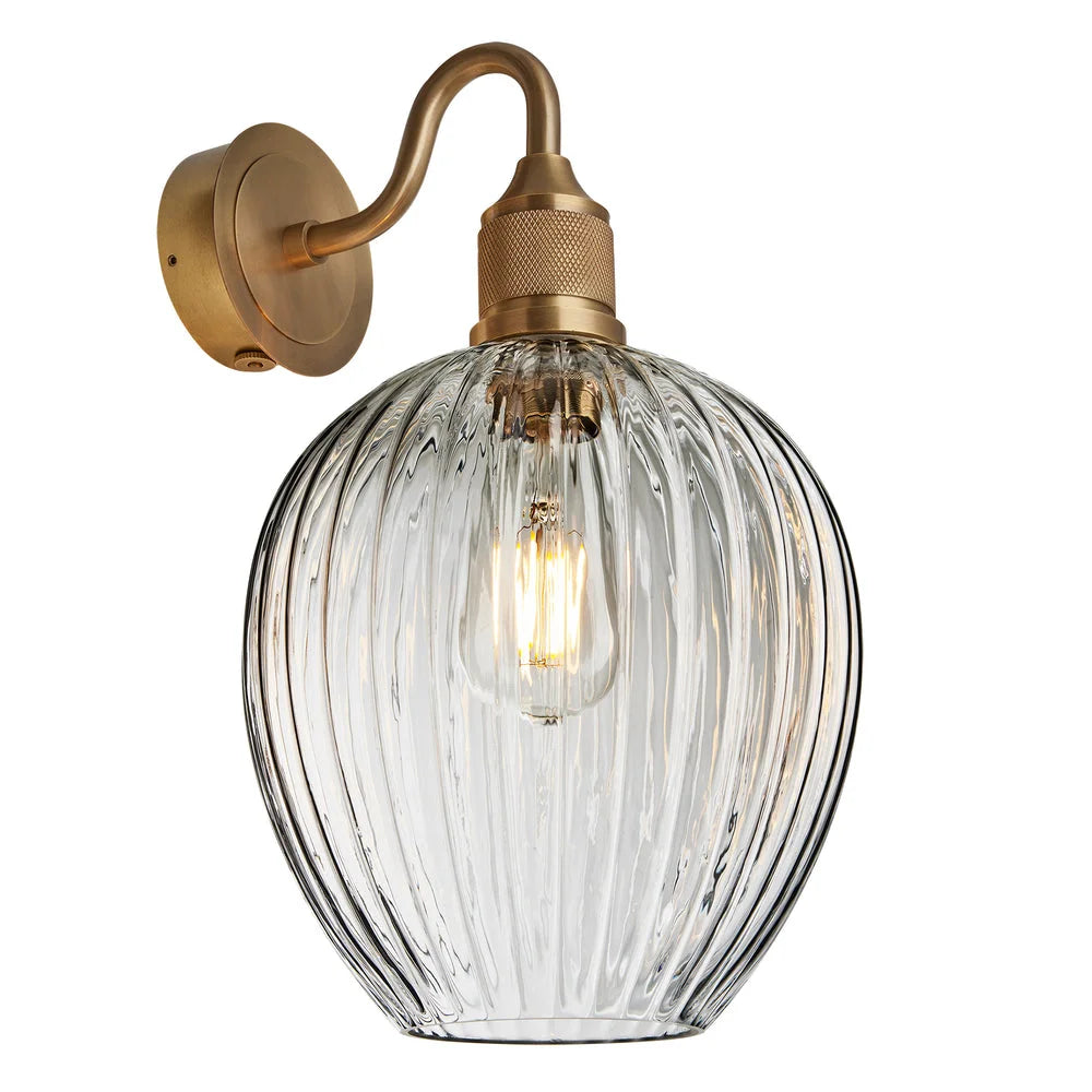Noho Glass Ribbed Swan Neck Wall Light- Various Finishes