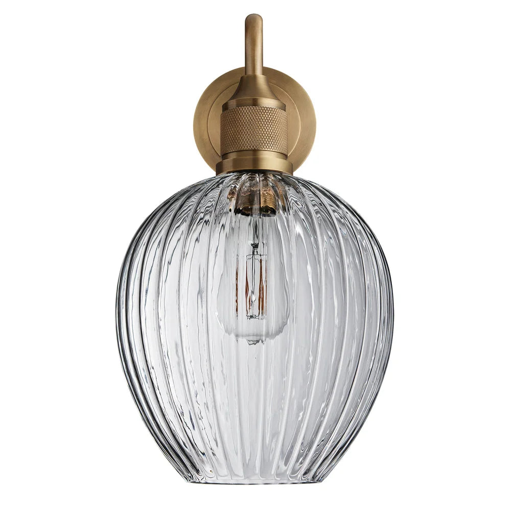 Noho Glass Ribbed Swan Neck Wall Light- Various Finishes