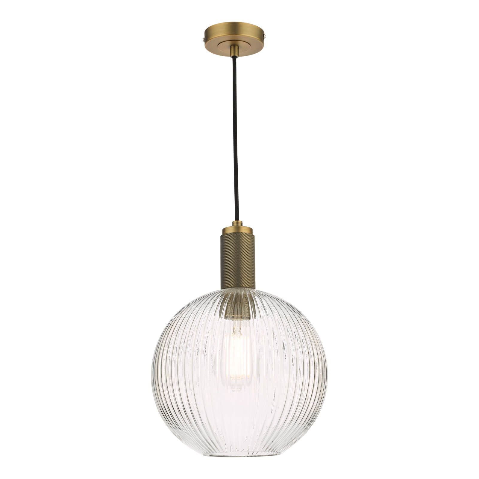 Nikolas Pendant Polished Nickel/Brass/Antique Chrome -Finish Ribbed Cylinder/Smoked/Ribbed Round -Glass