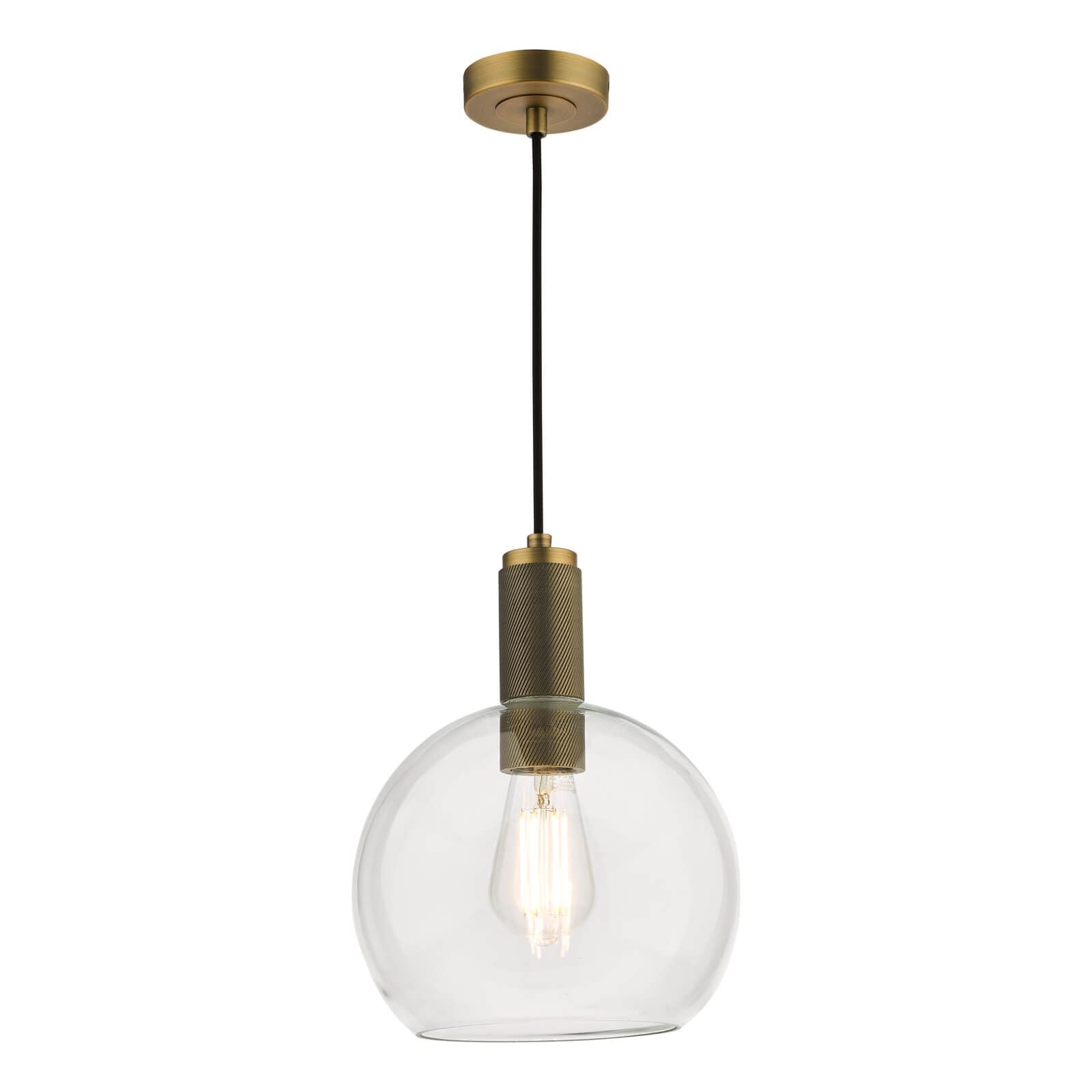 Nikolas Pendant Polished Nickel/Brass/Antique Chrome -Finish Ribbed Cylinder/Smoked/Ribbed Round -Glass