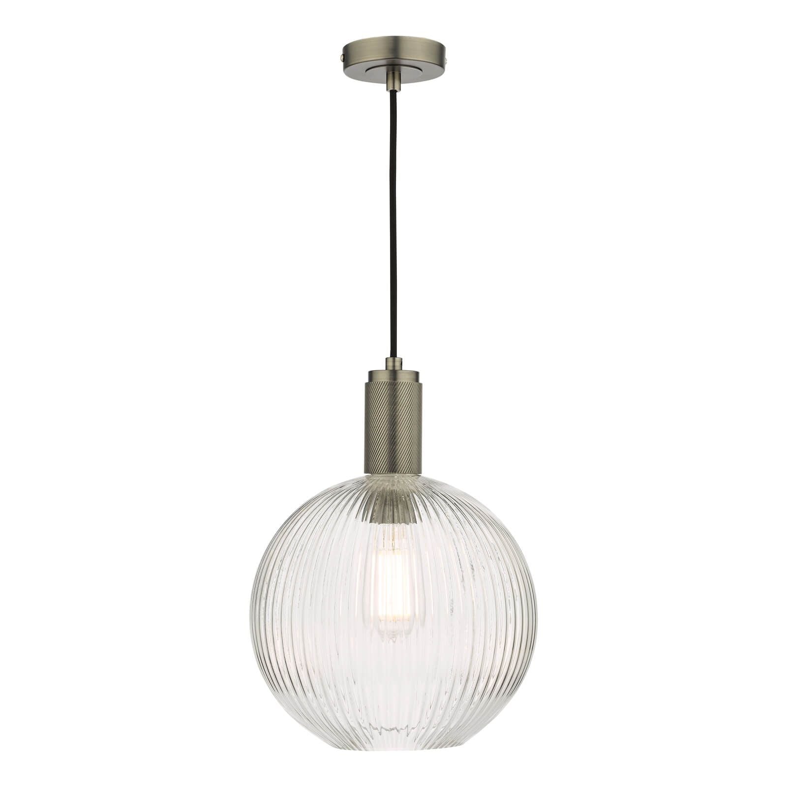 Nikolas Pendant Polished Nickel/Brass/Antique Chrome -Finish Ribbed Cylinder/Smoked/Ribbed Round -Glass