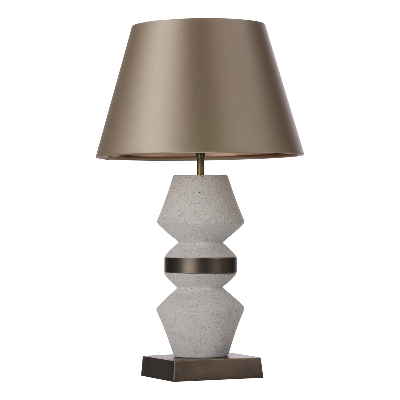 Nix Table Lamp In Stone And Antique Brass Base Only E27