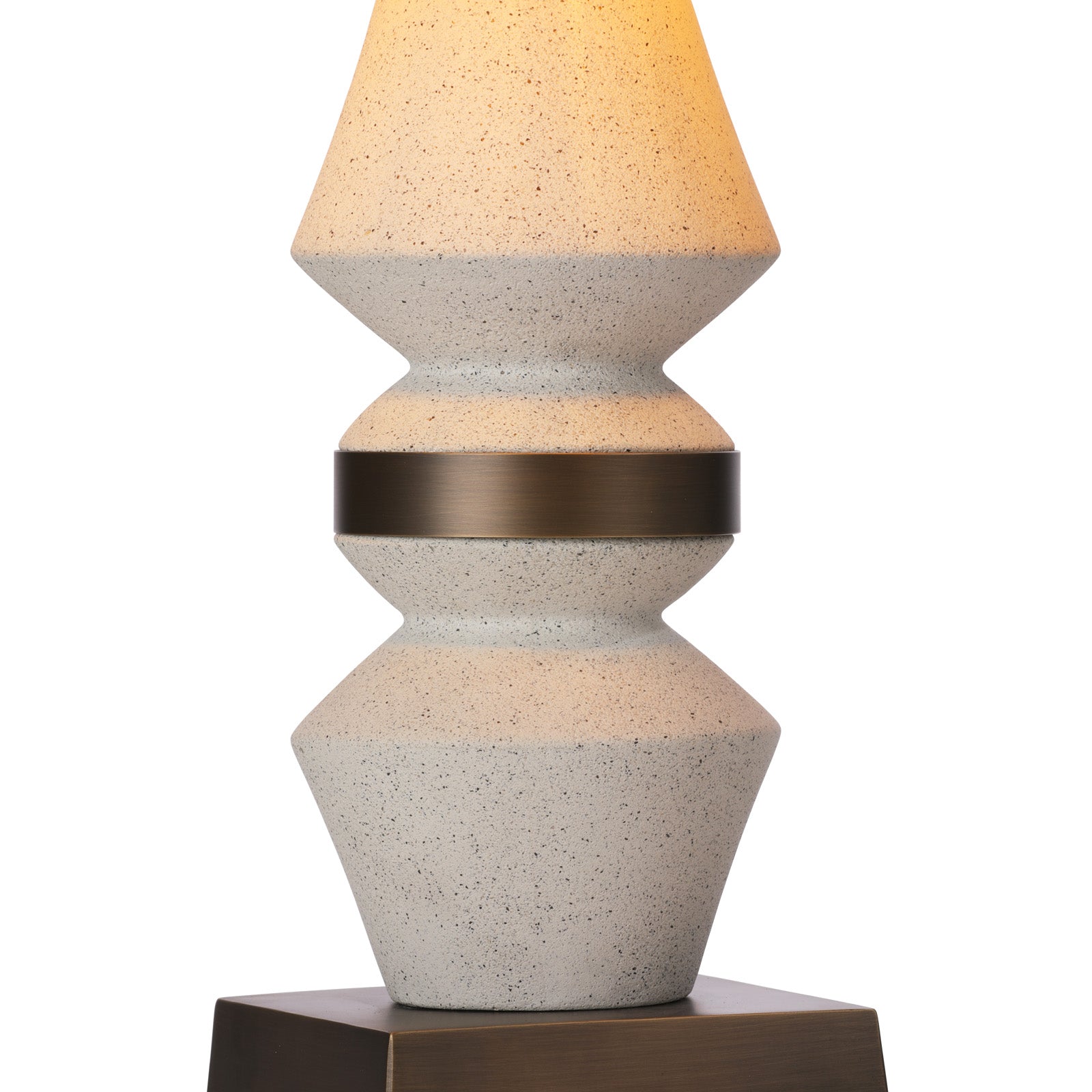 Nix Table Lamp In Stone And Antique Brass Base Only E27