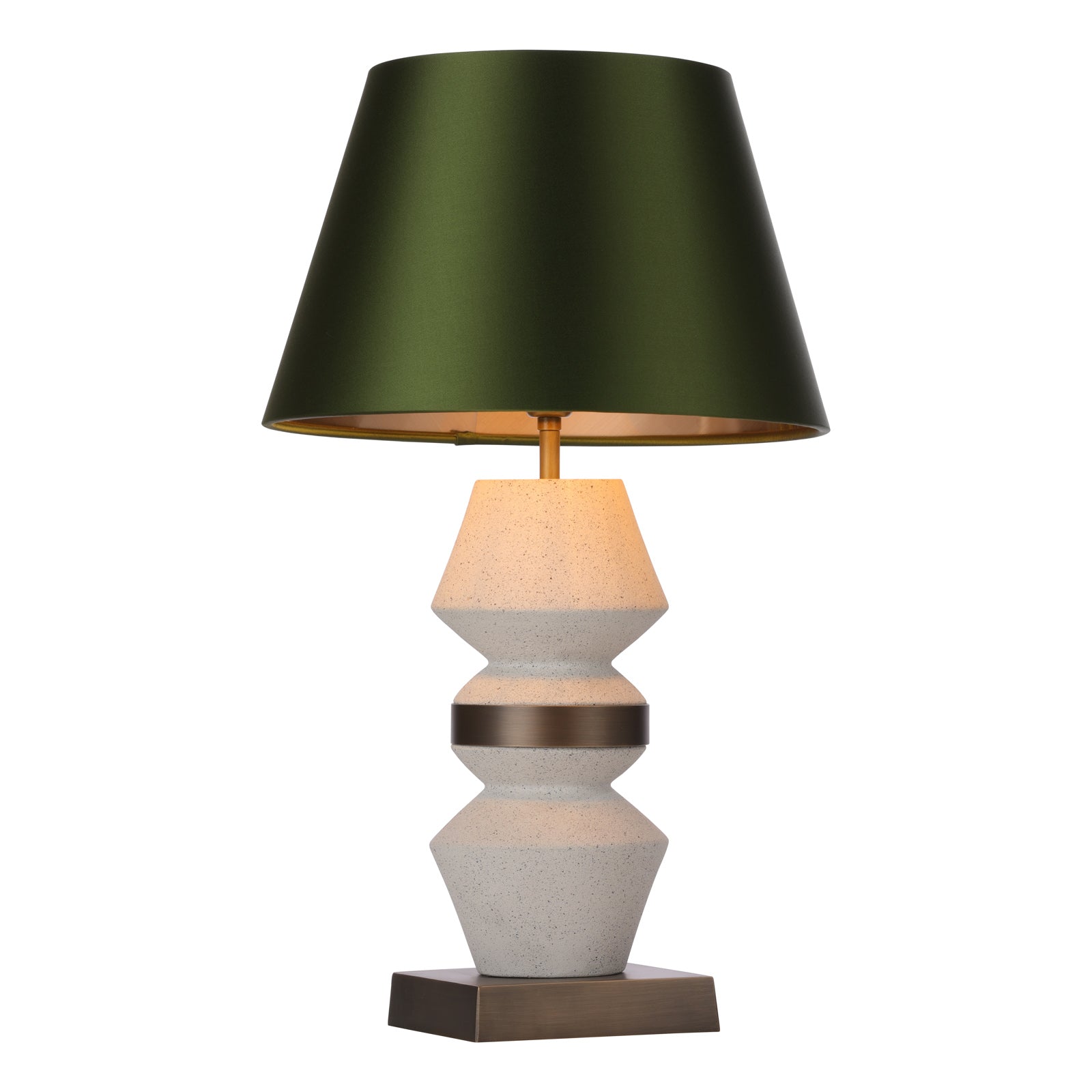 Nix Table Lamp In Stone And Antique Brass Base Only E27