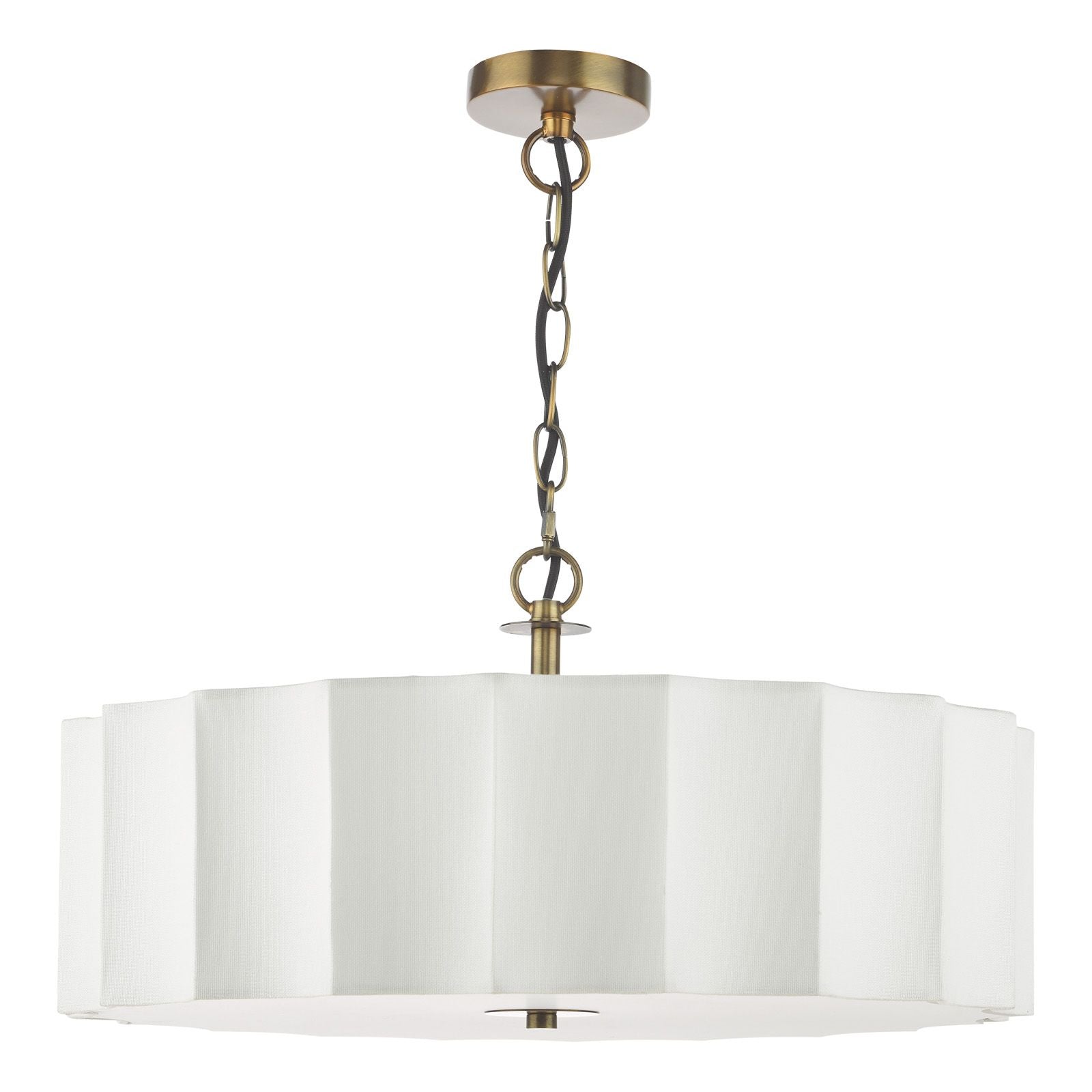 Noura 3 Light Pendant- Ivory and Antique Bronze