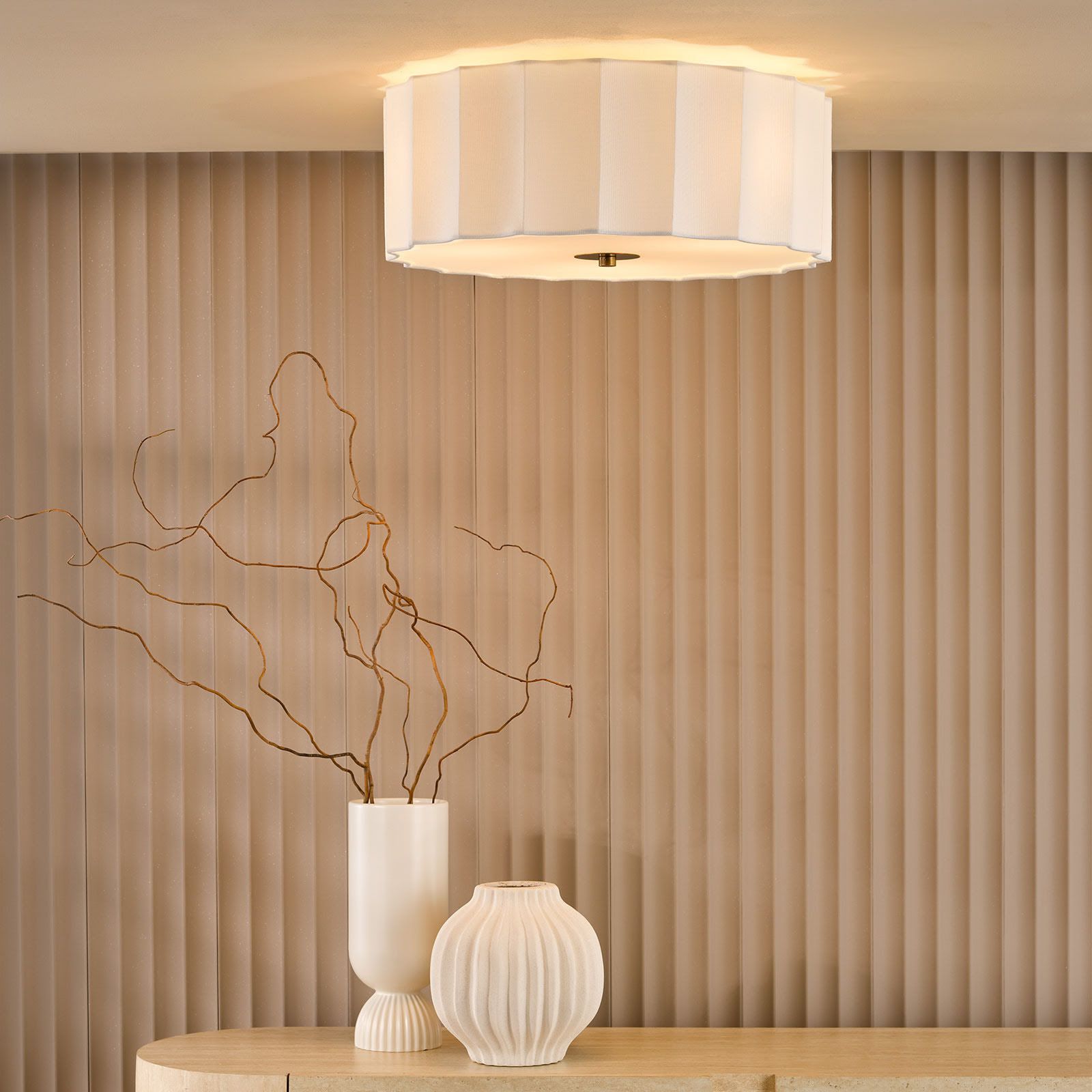 Noura 3 Light Flush-  Ivory and White