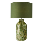 Nuria Table Lamp- Green Art Glass and Polished Chrome With Shade