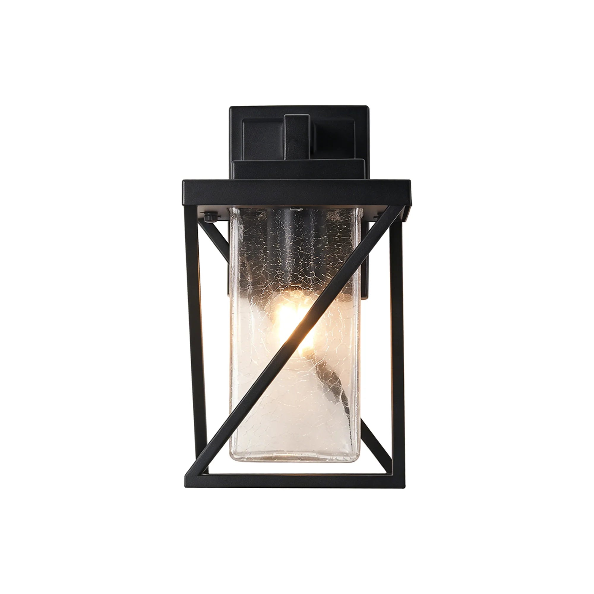 Neo Down Twisted Square Frame IP54 Wall Lamp- Crackle Glass Finish